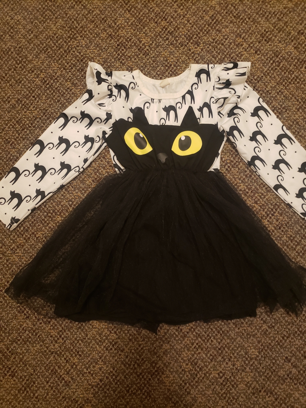 Black Cat Tutu Dress Kids Costume - Black and White